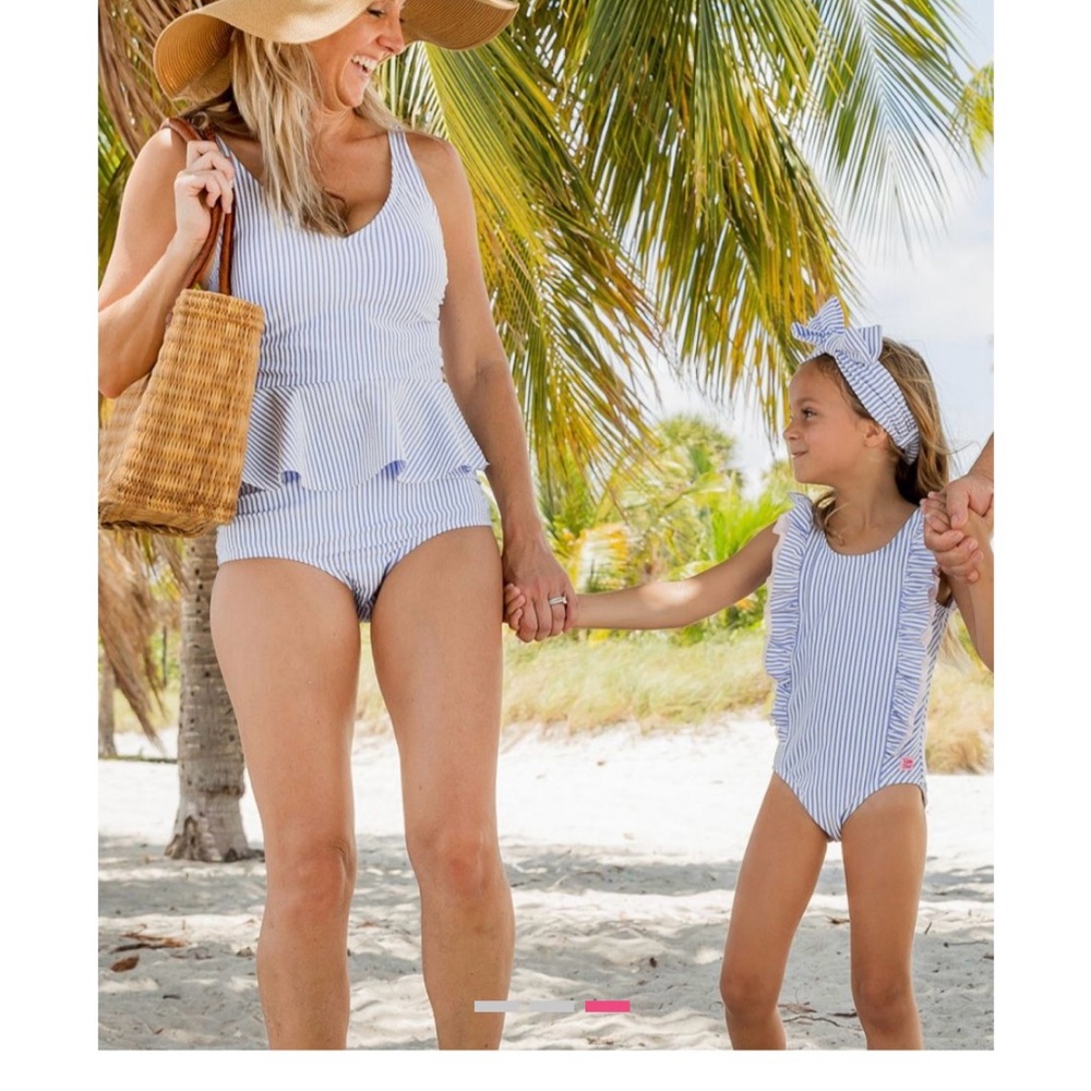 Ruffle Butts Blue and White Striped Swimsuit